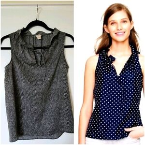 J.Crew Sleeveless Gray Printed ruffle top